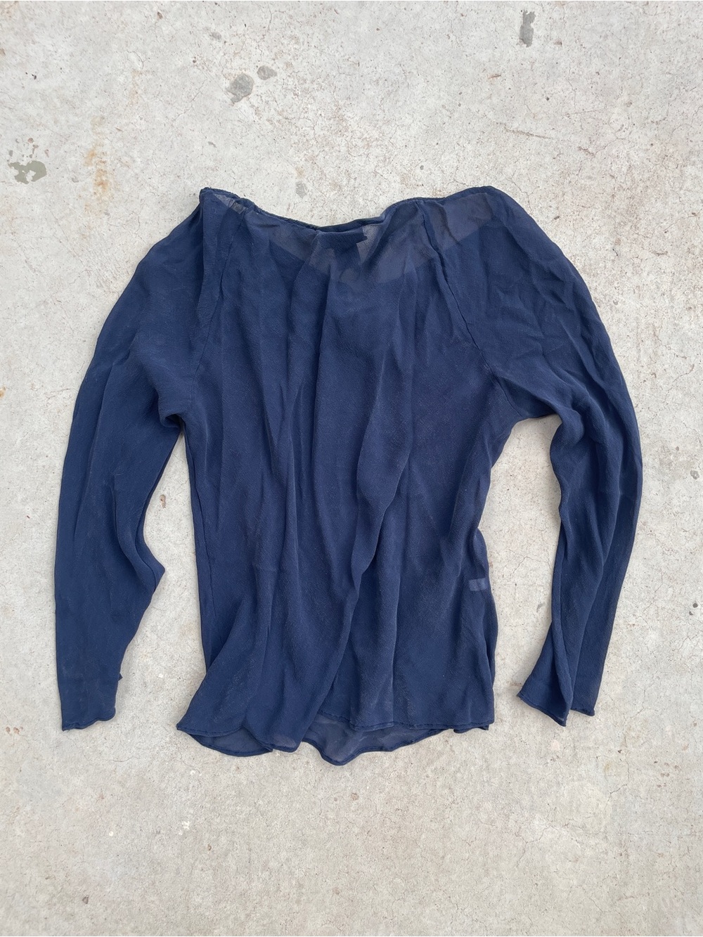 Express RARE Vintage Y2K Silk Tie Navy Peasant Blouse - Picture 7 of 7